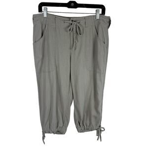 Cabela's Tan Linen Viscose High Rise Light Capri Casual Hiking Pants Size 10